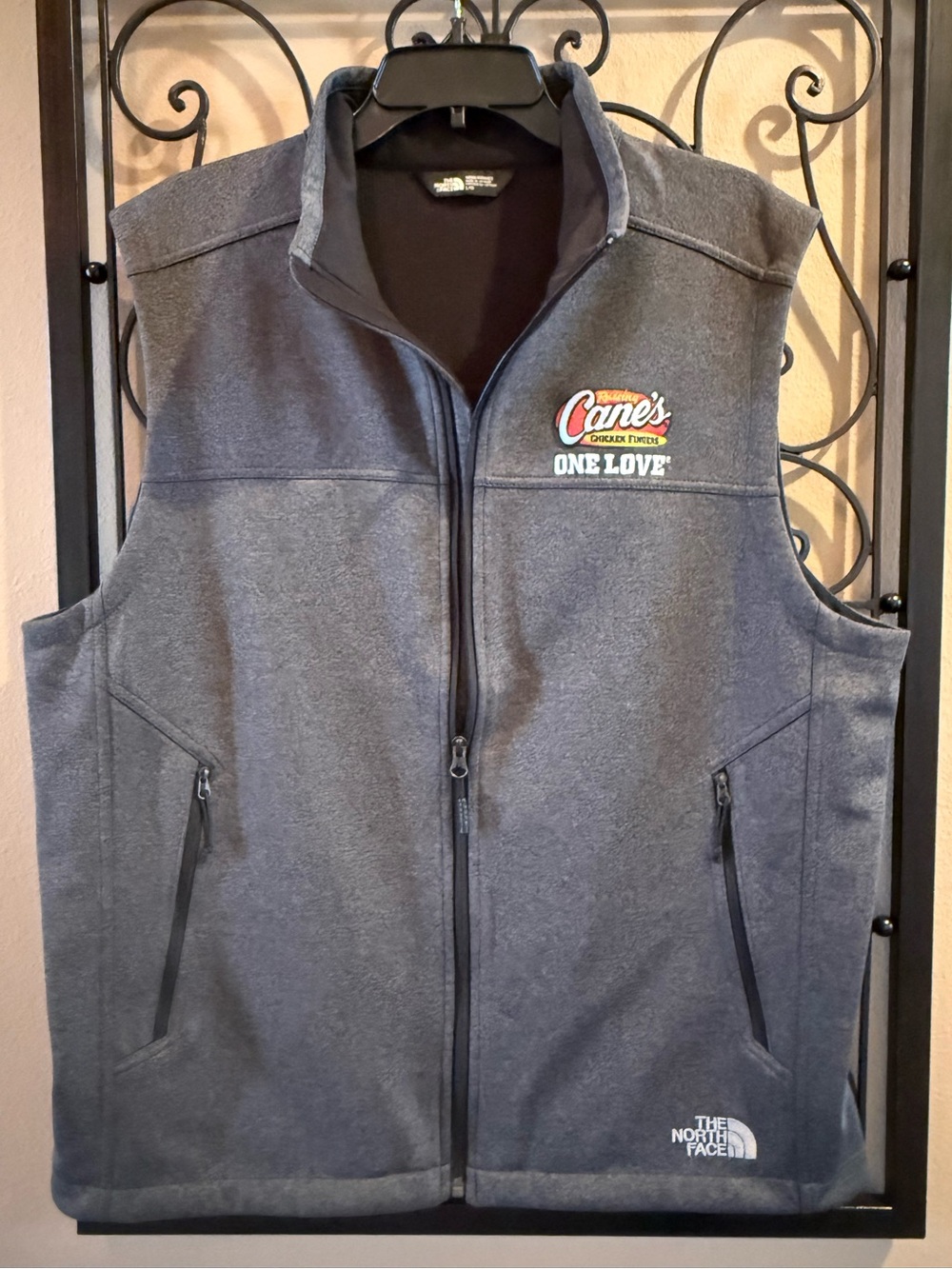 The North Face Men's Charcoal Gray Full-Zip Vest Raising Cane's Manager